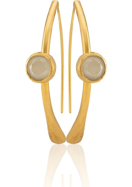 22 Ayar Altın Kaplama Kadın Taşlı Küpe -El Işçiliği ve Hipoalerjenik Küpe