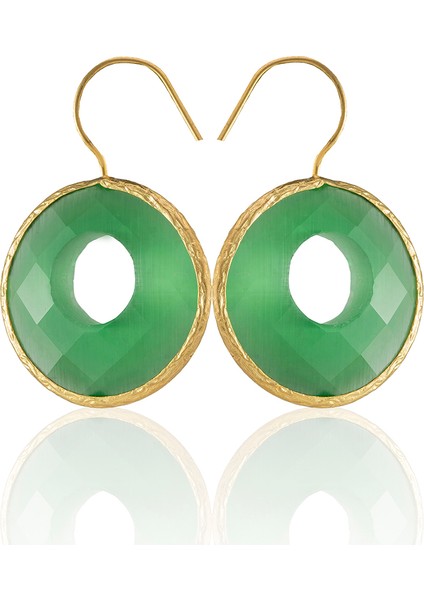 22 Ayar Altın Kaplama Kadın Taşlı Küpe -El Işçiliği ve Hipoalerjenik Küpe