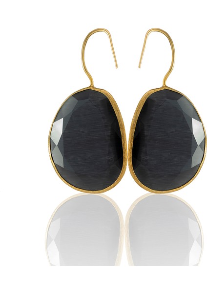 22 Ayar Altın Kaplama Fosil Taşlı Küpe -El Işçiliği ve Hipoalerjenik Küpe