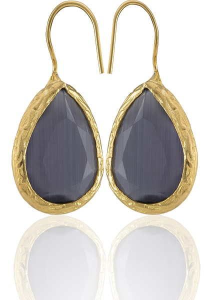 22 Ayar Altın Kaplama Damla Taşlı Küpe -El Işçiliği ve Hipoalerjenik Küpe