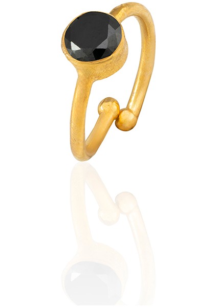 22 Ayar Altın Kaplama Zirkon Taşlı Ayarlanabilir Kadın Minimal Yüzük