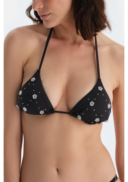 Siyah Üçgen Küçük Bikini Üst indirimleri