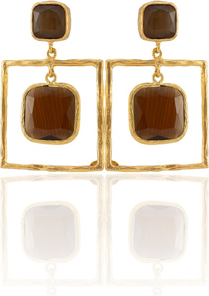 22 Ayar Altın Kaplama Kadın Sallantılı Küpe -El Işçiliği ve Hipoalerjenik Küpe