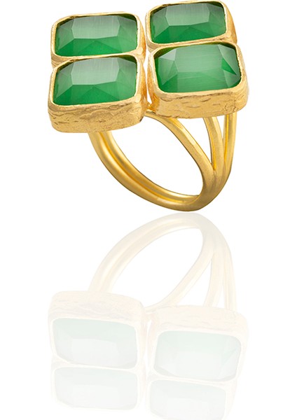 22 Ayar Altın Kaplama Kadın Zirkon Taşlı Yüzük