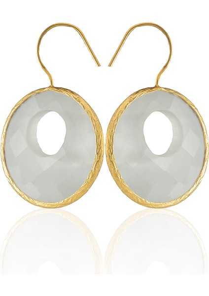 22 Ayar Altın Kaplama Kadın Taşlı Küpe -El Işçiliği ve Hipoalerjenik Küpe