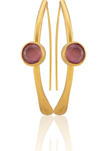 22 Ayar Altın Kaplama Kadın Taşlı Küpe -El Işçiliği ve Hipoalerjenik Küpe