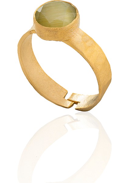 22 Ayar Altın Kaplama Zirkon Taşlı Kadın Minimal Yüzük