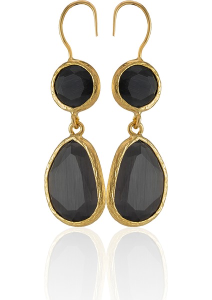 22 Ayar Altın Kaplama Kadın Taşlı Küpe -El Işçiliği ve Hipoalerjenik Küpe