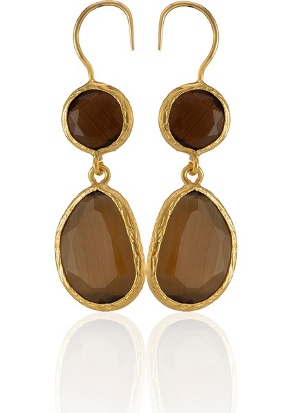 22 Ayar Altın Kaplama Kadın Taşlı Küpe -El Işçiliği ve Hipoalerjenik Küpe