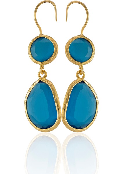 22 Ayar Altın Kaplama Kadın Taşlı Küpe -El Işçiliği ve Hipoalerjenik Küpe