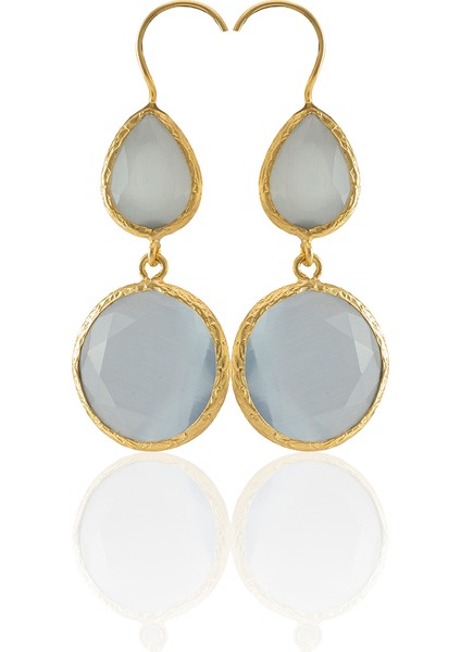 22 Ayar Altın Kaplama Kadın Taşlı Küpe -El Işçiliği ve Hipoalerjenik Küpe