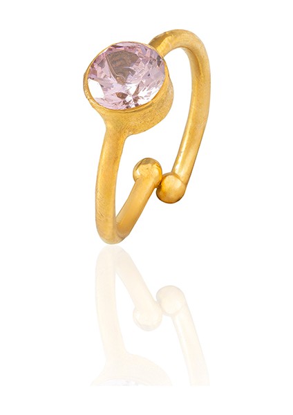 22 Ayar Altın Kaplama Zirkon Taşlı Ayarlanabilir Kadın Minimal Yüzük