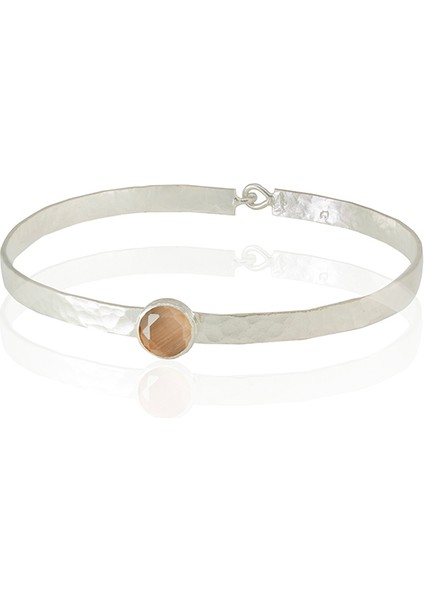 925 Ayar Gümüş Kaplama El Işçiliği Zirkon Taşlı Kadın Kelepçe Bilezik