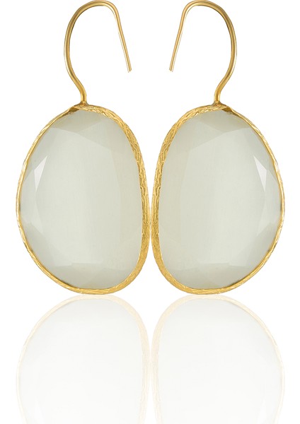 22 Ayar Altın Kaplama Fosil Taşlı Küpe -El Işçiliği ve Hipoalerjenik Küpe