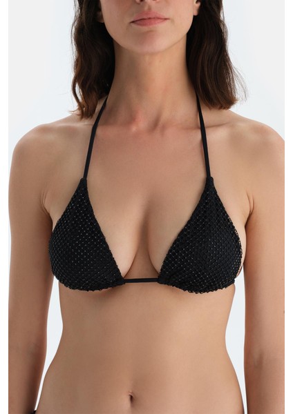 Siyah Üçgen Küçük Bikini Üst indirimleri