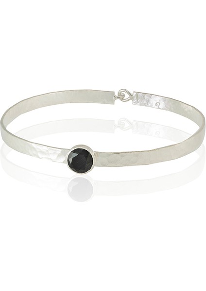 925 Ayar Gümüş Kaplama El Işçiliği Zirkon Taşlı Kadın Kelepçe Bilezik