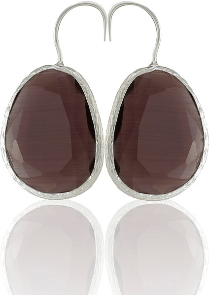 Gümüş Kaplama Fosil Taşlı Küpe -El Işçiliği ve Hipoalerjenik Küpe