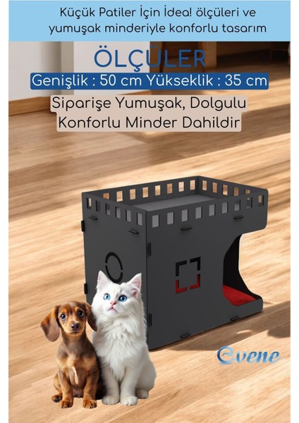 Kedi Evi Kedi Yuvası Kedi Kulübesi Ahşap Kedi Evi Büyük Kedi Evi Model 2 Siyah