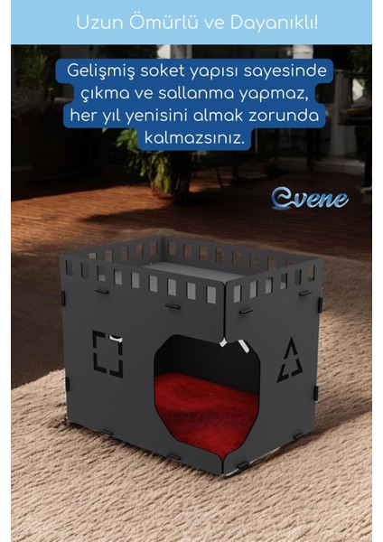 Kedi Evi Kedi Yuvası Kedi Kulübesi Ahşap Kedi Evi Büyük Kedi Evi Model 2 Siyah