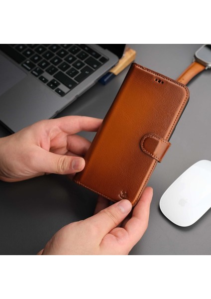 Mıknatıslı Ayrılabilir Cüzdanlı Rustic Taba Renk Kişiselleştirilebilir Apple iPhone 14 Plus Telefon Kılıfı