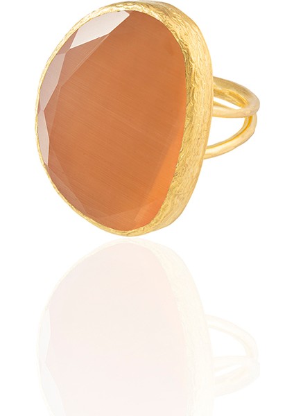 22 Ayar Altın Kaplama Kadın Fosil Taşlı Yüzük