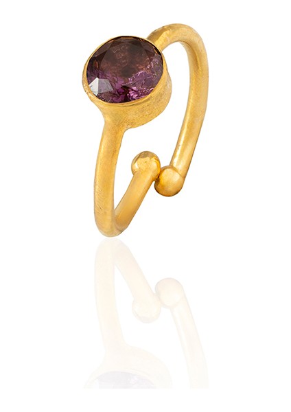 22 Ayar Altın Kaplama Zirkon Taşlı Ayarlanabilir Kadın Minimal Yüzük