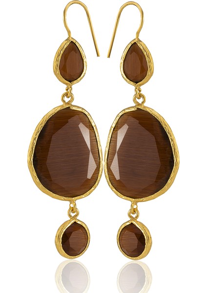 22 Ayar Altına Kaplama Kadın Sallantılı Küpe -El Işçiliği ve Hipoalerjenik Küpe