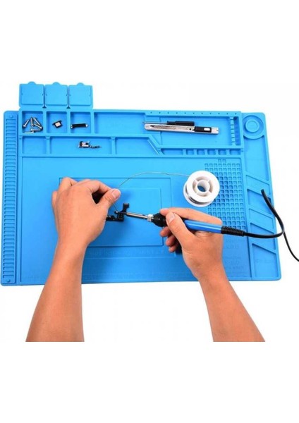 S160 Büyük Telefon Tamir Pedi Isıya Dayanıklı Silikon Mıknatıslı Anti Statik Kokusuz 45X30 cm