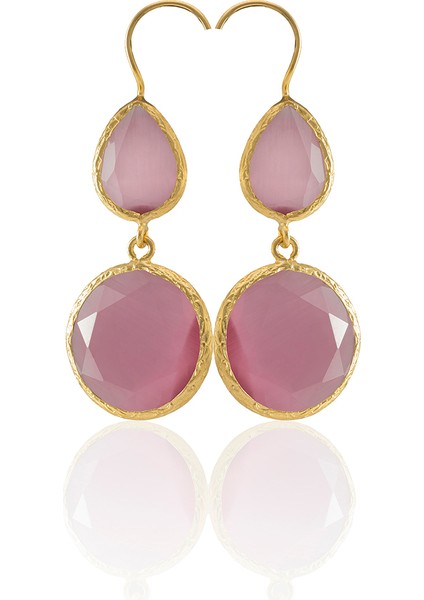 22 Ayar Altın Kaplama Kadın Taşlı Küpe -El Işçiliği ve Hipoalerjenik Küpe