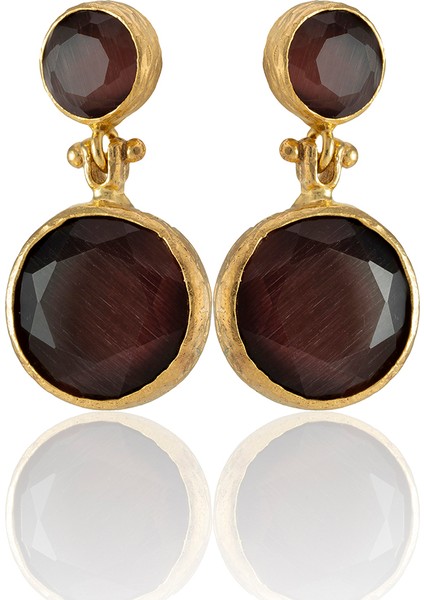 22 Ayar Altın Kaplama Kadın Taşlı Küpe -El Işçiliği ve Hipoalerjenik Küpe