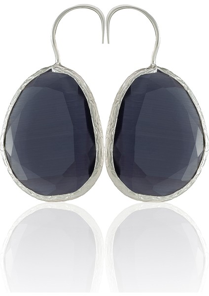 Gümüş Kaplama Fosil Taşlı Küpe -El Işçiliği ve Hipoalerjenik Küpe