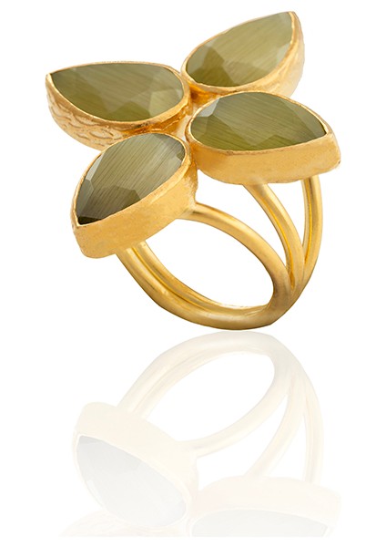 22 Ayar Altın Kaplama Zirkon Taşlı Kadın Otantik Yüzük