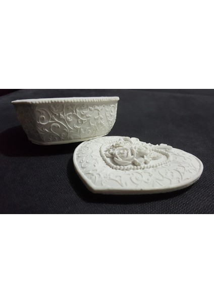 Gül Kabartmalı Kalp Kutu Silikon Kalıp K-356