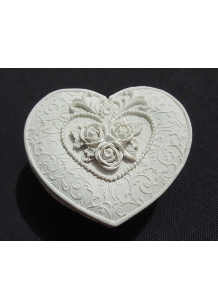 Gül Kabartmalı Kalp Kutu Silikon Kalıp K-356