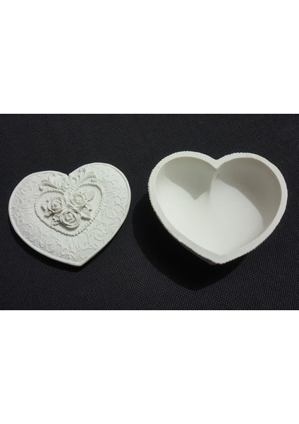 Gül Kabartmalı Kalp Kutu Silikon Kalıp K-356