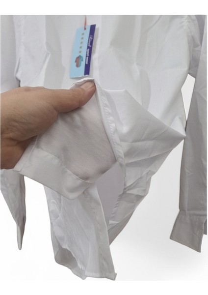 BEYAZ CEPSİZ UZUN KOLLU L / XL BEDEN DÜZ DESENLİ SLİM FİT ERKEK GÖMLEK fırsatları