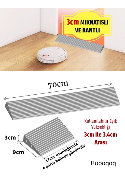 3cm Gri Robot Elektrikli Süpürge Rampası Kapı Eşik Rampası