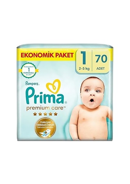 Bebek Bezi Premium Care 1 Numara 70 Adet Yenidoğan Ekonomik Paket