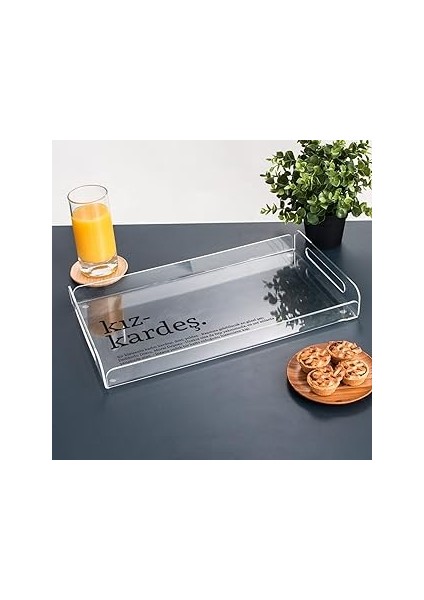 Kız Kardeş Kelime Anlamlı Hediye Akrilik Tepsi - 22 x 40 cm - Suya Dayanıklı Tasarım