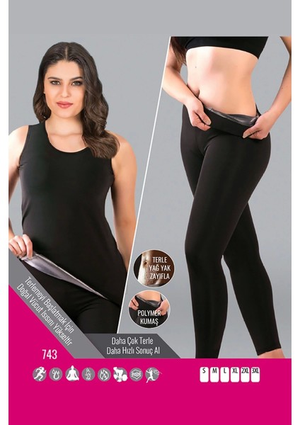 Modlive Siyah Kadın Termal Sauna Atlet Tayt Takım - 743