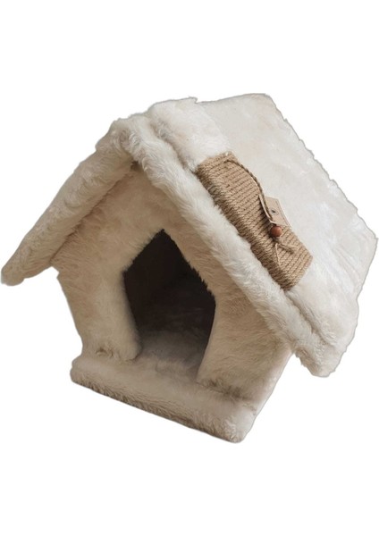 Krem Renkli Şık ve Konforlu Kedi Evi, Rahat Tasarım