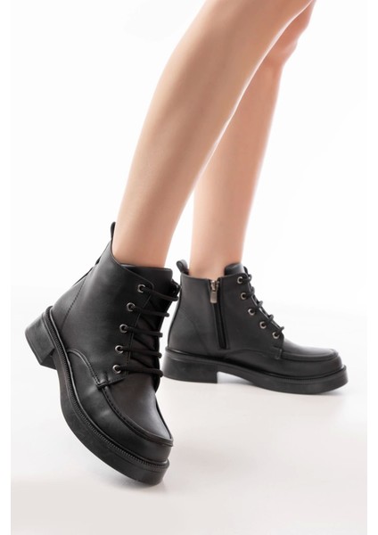 Siyah Bağcıklı Fermuarlı Günlük Kadın Bot modelleri