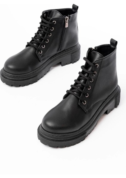Siyah Bağcıklı Fermuarlı Günlük Kadın Bot modelleri