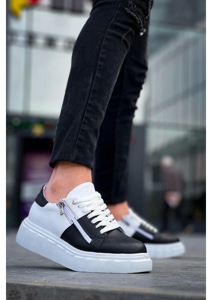KB-X155 Kuback Siyah Cilt Beyaz Cilt Detaylı Beyaz Yüksek Taban Günlük Spor Ayakkabı fırsatları