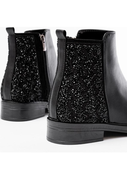 Siyah Taş Aksesuarlı Fermuarlı Günlük Kadın Bot indirimleri