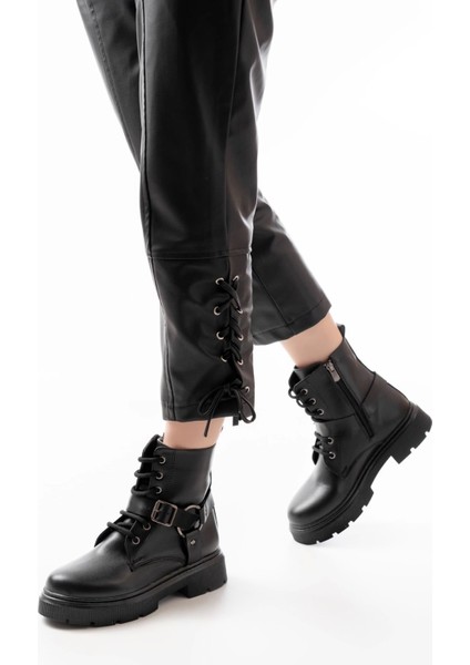 Siyah Toka Aksesuarlı Fermuarlı Günlük Kadın Bot fiyatları