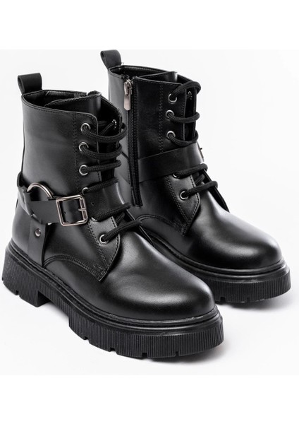 Siyah Toka Aksesuarlı Fermuarlı Günlük Kadın Bot indirimleri