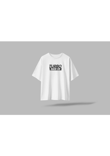 Turbo Hack On Yazılı Baskılı Oversize Unisex T-Shirt