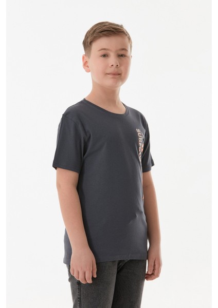 %100 Pamuk Adventure Yazı Baskılı Erkek Çocuk Tişört indirimleri