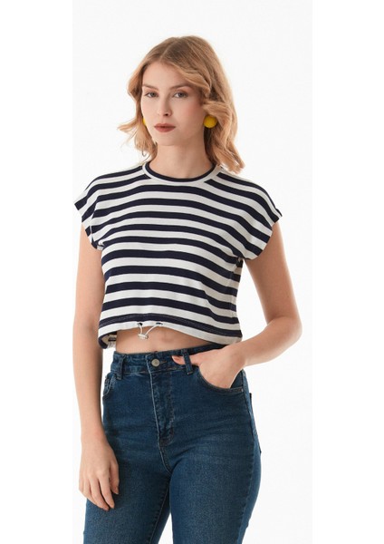 Çizgili Stoperli Modal Kolsuz Tişört modelleri